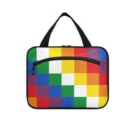 sanluoli Checker Colorful appeso borsa da barba per gli uomini viaggio con gancio, designer essenziali appeso borse da toilette per accessori da viaggio per le donne vacanza bolso para maquillaje de