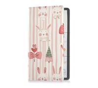 sanluoli Childish Bunny Blush Color Stripe Premium Leather Auto Registration Assicurazione e ID Card Holder Car Essentials per carte, Patente di guida documento essenziale