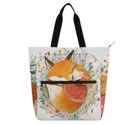 sanluoli Chubby Fox Perfect with A Little Girl Book Bag Art Tote Bag per ragazzi ragazze adulti, borsa della spesa gotica resistente all'acqua riutilizzabile con tasche con cerniera per scuola