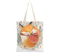 sanluoli Chubby Fox Perfect with A Little Girl Tote Bag Canvas riutilizzabile Canvas Tote Bag per donne per palestra, lavoro, shopping, 40,6 x 38,1 cm, essenziale per la scuola