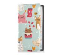 sanluoli Coffee Hot Cats Cratoon - Custodia a portafoglio in pelle di alta qualità per libretto di registrazione e assicurazione, essenziale per carte, documenti essenziali per patente di guida