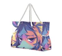 sanluoli Colorato divertente asino disegno robusto Beach Bag Tote con tasche laterali Tote Bag impermeabile con portabicchieri sul lato