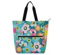 Sanluoli - Colorato fiore Cartoon Book Tote Bag per bambini donne uomini Heavy Duty gotico Shopping Bag Beach Shopping Bag con cerniera per il