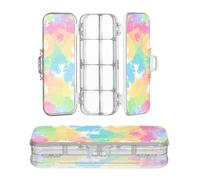 sanluoli Colorato Tie Die Fiori Scatola di Matita di Plastica Trasparente Doppio Deck Hard Pen Caso Per Forniture di Cancelleria Con Coperchio A