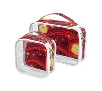 sanluoli Confezione da 2 borse da toilette trasparenti rosso-gialle Sky Circles da uomo approvate TSA borsa portatile da viaggio essenziale, cerchi celesti rosso-gialli, Cerchi di cielo rosso-giallo