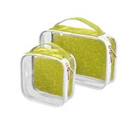 sanluoli Confezione da 2 sacchetti da toilette da appendere con stelle trasparenti gialle dorate luminose glitterate approvate TSA borse multifunzionali per le donne conformi alle compagnie