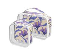 sanluoli Confezione da 2 sacchetti da toilette da uomo trasparenti retrò con motivo iris bianco approvato TSA multifunzionale borsa cosmetica da viaggio essenziale da barba, retro Iris modello bianco