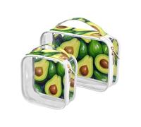 sanluoli Confezione da 2 sacchetti da toilette trasparenti con olio su avocado verde per borsa da trucco portatile approvata TSA da viaggio Aeroporto Airline Compliant, Olio su avocado verde