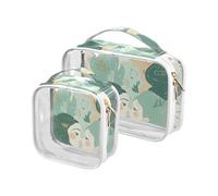 sanluoli Confezione da 2 sacchetti da toilette trasparenti verdi Gemini Cute Anime Girl per le donne TSA approvato impermeabile borsa cosmetica trasparente Kit da barba da uomo, gemini verde carino