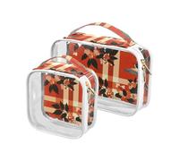 sanluoli Confezione da 2 sacchetti da viaggio trasparenti Red Line Hummingbird da viaggio TSA approvato impermeabile borsa cosmetica da viaggio Aeroporto Compagnia aerea Compliant, Colibrì linea rossa