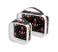 sanluoli Confezione da 2 sacchetti trasparenti a pois rossi oceanici da appendere approvati TSA sacchetti trasparenti per le donne Airport Airline Compliant, Polka dot rosso oceano, Pois rosso Oceano