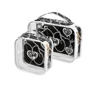 sanluoli Confezione da 2 sacchetti trasparenti da appendere con catena gotica Darkness Cuori da toilette TSA approvato borse da viaggio trasparenti Kit da barba da uomo, catena cuori oscurità gotica