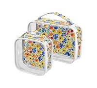 sanluoli Confezione da 2 sacchetti trasparenti da appendere con fiori impressionisti colorati per articoli da toeletta approvati TSA borsa cosmetica trasparente da viaggio essenziali per la rasatura