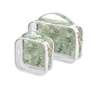 sanluoli Confezione da 2 sacchetti trasparenti da uomo Fresh Little Daisy stile pastorale TSA approvato impermeabile grande borsa cosmetica Airport Airline Compliant, Fresh Little Daisy stile