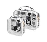 sanluoli Confezione da 2 sacchetti trasparenti grigi con lupi carini da uomo approvati TSA borsa cosmetica riutilizzabile da viaggio Airport Airline Compliant, lupi grigi carino, Lupi grigi Carino