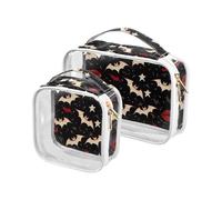 sanluoli Confezione da 2 sacchetti trasparenti in stile gotico Darkness Red Lips grandi borse da toilette approvate TSA borse trasparenti per donne Kit da barba da uomo, stile gotico scuro labbra