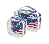 sanluoli Confezione da 2 trasparente Flag Yacht2 4 luglio Independence Day kit da toeletta da viaggio TSA approvato borsa cosmetica da viaggio riutilizzabile Kit da barba da uomo, bandiera yacht2 4