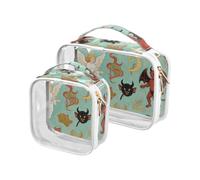 sanluoli Confezione da 2 trasparenti Art Painting Green Angel Demon mens articoli da toeletta da viaggio TSA approvato trasparente grande borsa cosmetica Kit da barba da uomo, Pittura d'arte Angelo
