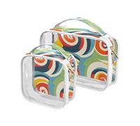sanluoli Confezione da 2 trasparenti astratti colorati a forma di spirale Bold Lines borsa da toilette da uomo TSA approvato borsa per il trucco trasparente portatile Airport Airline Compliant