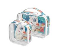 sanluoli Confezione da 2 trasparenti Orsi Polari Dare Regali uomini borsa da toilette TSA approvato borsa per pennelli da trucco portatile Kit da barba da uomo, Gli orsi polari fanno regali