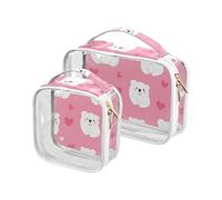 sanluoli Confezione da 2 trasparenti Polar Bears San Valentino appeso borsa da toilette TSA approvato borsa per il trucco impermeabile da viaggio Kit da barba da uomo
