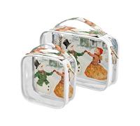 sanluoli Confezione da 2 trasparenti pupazzo di neve che balla in inverno paese delle meraviglie da uomo borsa da viaggio TSA approvato borsa cosmetica portatile da viaggio essenziale per la rasatura