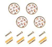 sanluoli Confezione da 4 tiri rotondi personalizzabili in oro rosa con stampa leopardata per armadietto, stile boho, 32 mm