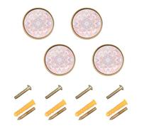 sanluoli Confezione da 4 tiri rotondi personalizzabili vintage con motivo floreale rosa e azzurro per armadietti Boho Hardware 3,2 cm (32 mm) per vestibolo