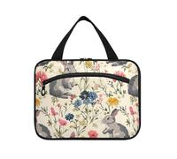 sanluoli Conigli e Fiori Acquerello appeso borse da toilette per le donne con gancio, designer portatile rasatura kit borsa per gli uomini per gli elementi essenziali di viaggio crociere bolsos para