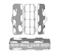 sanluoli Contenitore di matita trasparente in ardesia con pecore nere e bianche, a doppio strato, per bambini, con coperchio a scatto