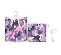 sanluoli Contenitore in plastica trasparente mimetico viola pesca con coperchio cassettiera Essentials contenitori decorativi per cotton fioc, tamponi di cotone, filo interdentale, graffette
