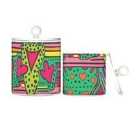 sanluoli Contenitori colorati in plastica trasparente con coperchio dispensa Essentials Cestino decorativo per cotton fioc, tamponi di cotone, filo interdentale, graffette, confezione da 2