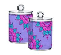 sanluoli Contenitori decorativi in plastica trasparente con coperchio, ideali per riporre cotton fioc, cotton fioc, filo interdentale, graffette, fermagli per capelli, 2 pezzi