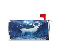 sanluoli Copertura decorativa per cassetta della posta con renna blu scintillante per l'autunno, unica per il giorno di Patrizio, 45,7 x 52,6 cm