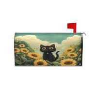 sanluoli Copertura magnetica decorativa per cassetta postale con gattino nero, margherita, girasole, primavera, per Patricks, carina, per commemorazione, 45,7 x 52,6 cm