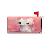 sanluoli Coperture decorative per cassetta postale con gatto in stile cartone animato color pesca, per l'estate, simpatiche coperture per cassette postali per commemorazioni, 45,7 x 52,6 cm