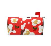 sanluoli Coperture decorative per cassetta postale con stampa di pelliccia di mucca rossa con campane di Natale, per Halloween, simpatiche coperture per cassette postali di San Patrizio, 52,8 x 64,5