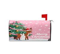 sanluoli Coperture decorative per cassetta postale di San Valentino, motivo natalizio con cervo e coniglio, colore rosa, 45,7 x 52,6 cm