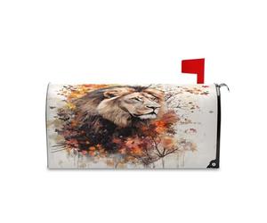 sanluoli Coperture magnetiche decorative per cassetta postale con volto di leone autunnale, per primavera, divertente, Pasqua, 45,7 x 52,6 cm