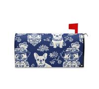 sanluoli Coperture per cassette postali con cane in porcellana blu blu carino per l'inverno unico autunno coperture magnetiche 45,7 x 52,6 cm Caja de correos