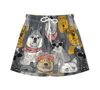 sanluoli Costume da bagno da ragazzo, a pantaloncini, foderato, Boho Crazy Anime Cani Grigio, 13 anni