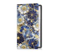 sanluoli Custodia a portafoglio in pelle PU con fiori blu in stile giapponese per libretto di auto e carte di assicurazione, accessori per patente di guida, carte e documenti essenziali