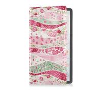 sanluoli Custodia per assicurazione e carta d'identità in pelle patchwork con fiori rossi e scomparti per carte d'identità, accessori per il confronto di camion per documenti essenziali, patente di