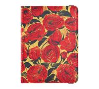 sanluoli Custodia per passaporto e carte di vaccino in pelle stile pittura a olio retrò rosa rossa custodia porta passaporto custodia impermeabile