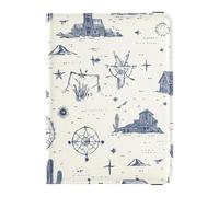 sanluoli Custodia per passaporto in pelle blu con cactus western cowboy boho semplice blu porta passaporto combinato con slot per carte di vaccino leggero