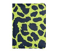 sanluoli Custodia per passaporto in pelle con stampa leopardata, verde lime e blu navy, custodia protettiva per vaccini, organizer per documenti, accessori impermeabili