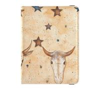 sanluoli Custodia per passaporto in pelle con teschio cowboy occidentale retrò custodia per documenti di viaggio organizer porta passaporto custodia leggera