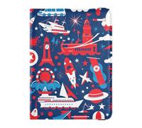 sanluoli Custodia per passaporto in pelle rossa e bianca per il 4 luglio per il giorno dell'indipendenza con scomparto per carte di vaccinazione, custodia a portafoglio leggera