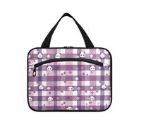sanluoli Cute Cartoon Viola Plaid Pandas appeso viaggio make up borse donne con gancio, designer necessità medicina borse per i viaggiatori hotel estuche para brochas maquillaje, panda plaid viola