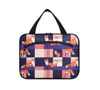 sanluoli Cute Foxes Purple Peach appeso cosmetico borsa per le donne con gancio, designer portatile trucco borse per gli elementi essenziali per le donne palestra bolso para maquillaje de mujer